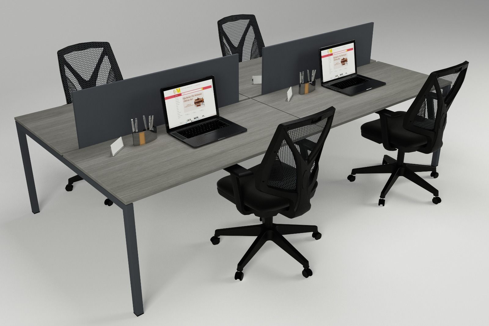 LİNK DÖRTLÜ WORKSTATION ANTRASİT MEŞE - 280X140X75H