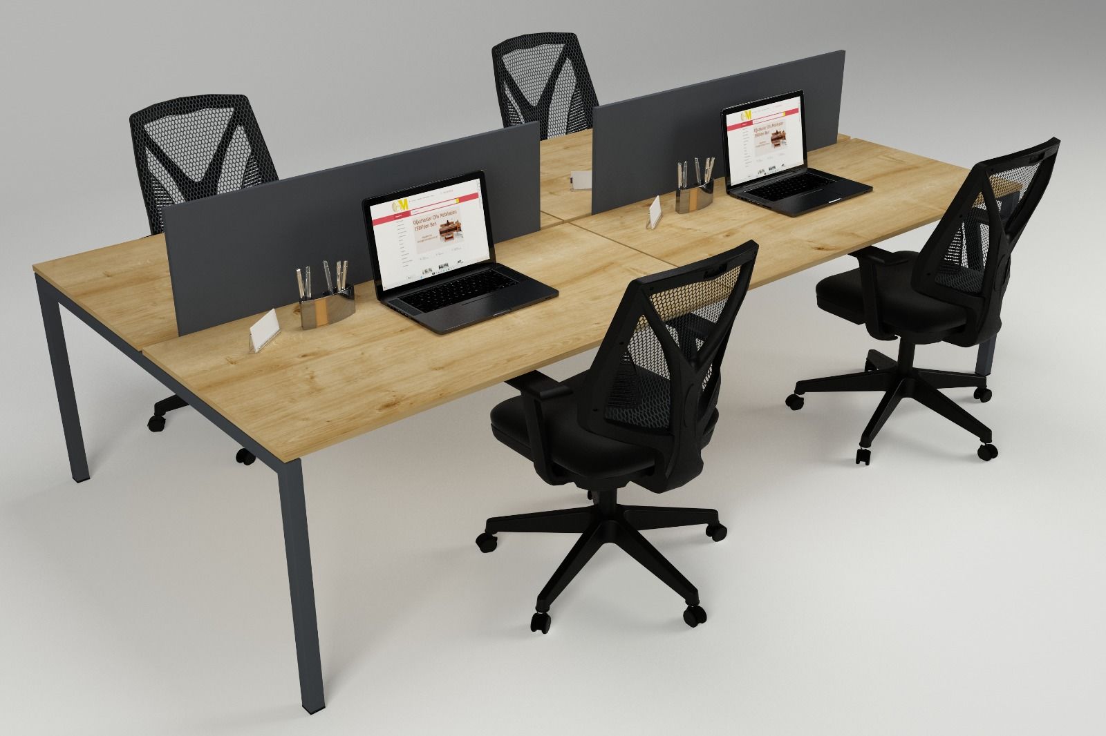 LİNK DÖRTLÜ WORKSTATION SAFİR MEŞE - 240X140X75H