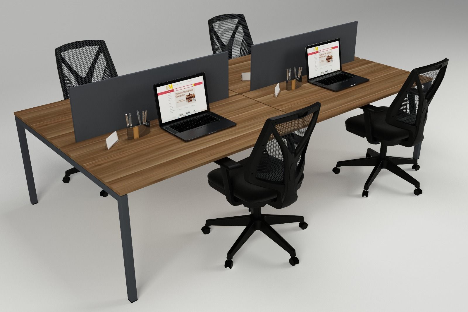 LİNK DÖRTLÜ WORKSTATION ANADOLU CEVİZ - 240X140X75H